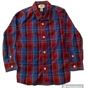 NWOT Old Navy Boys Plaid Long Sleeve Button Up Size 5 XS